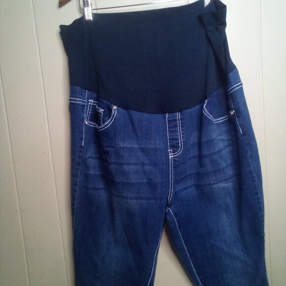 Tala Maternity Jeans 2X Full Panel Straight Leg Embellished Pockets Blue - Picture 8 of 15